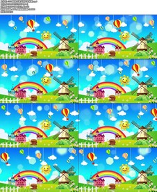 唯美卡通乡间风车背景