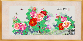 原创高清手绘牡丹装饰画背景墙