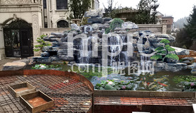 庭院千层石假山水系PSD效果图