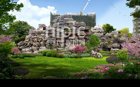 大型千层石假山景观PSD效果图