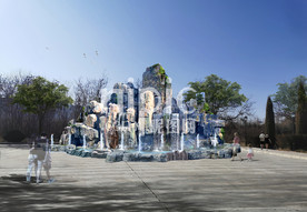 青石假山跌水PSD分层效果图