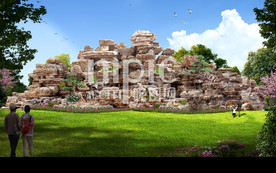 千层石假山PSD景观效果图