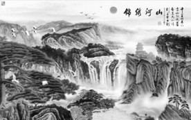 酒店山水画精美画 TIF分层