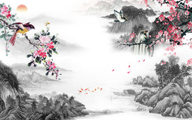 高端新山水背景画 tif分层