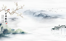 江南山水画高端画 TIF分层