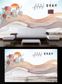 写意花鸟电视背景墙