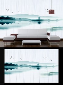 山水电视背景墙