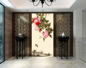 牡丹花朵玄关装饰画