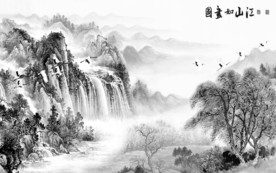 江山山水画电视墙 TIF分层