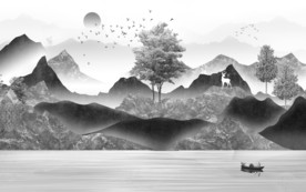 别墅高档山水画 tif分层