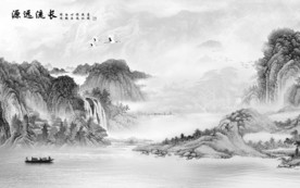 客厅新中式山水画 tif分层