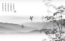 现代新中式山水画 tif分层