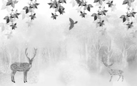 灰色麋鹿奢华画 tif分层