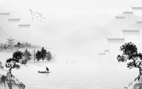 高档中式山水画 tif分层