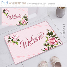 清新玫瑰地垫设计