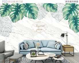 龟背竹爵士白大理石背景墙