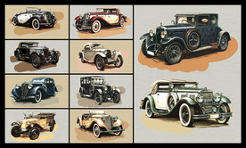 矢量手绘古典机车系列