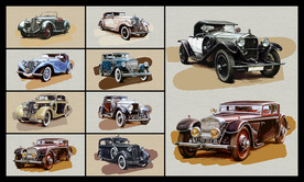 矢量手绘古典机车系列