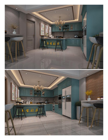 现代田园养生厨房工装店里家装