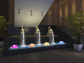 室内喷泉水景灯光效果图