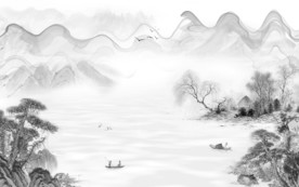 灰色 风景山水画 TIF分层画