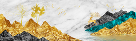抽象富贵金山麋鹿发财树床头画
