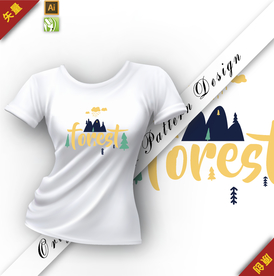 矢量原创可爱山字母插图图案