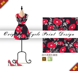 传统天竺葵四方连续