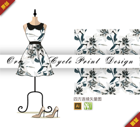 传统中国风玉兰四方连续