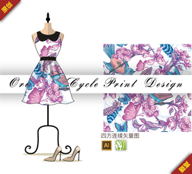 传统梅花蝴蝶四方连续