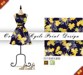 抽象树叶枫叶四方连续