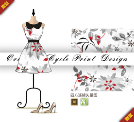 素色铁线莲四方连续