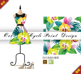 热带植物棕蒲四方连续