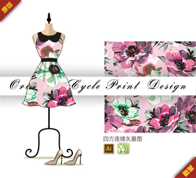 传统榆叶梅海棠四方连续