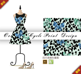 矢量豹纹蝴蝶四方连续