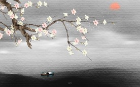 新中式工笔花鸟背景墙