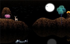 金色轻奢发财鹿背景墙