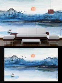 禅意山水背景墙
