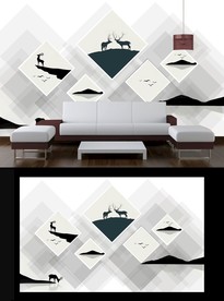 几何线条电视背景墙