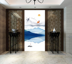 新中式山水玄关背景墙