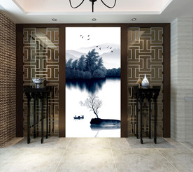 写意山水玄关背景墙