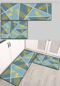 北欧几何抽象厨房地垫