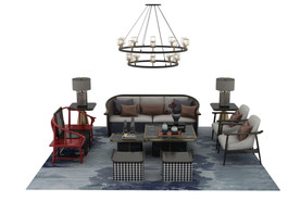 中式沙发3d模型