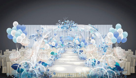 海洋风婚礼舞台设计 蓝色宴会