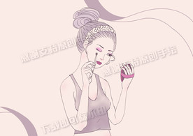 正在化妆的少女