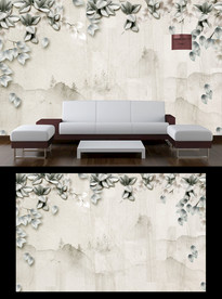 复古树叶背景墙