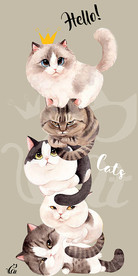 可爱手绘卡通猫咪装饰画玄关