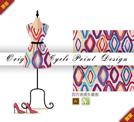 抽象彩绘几何四方连续