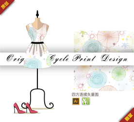 抽象线描几何线条四方连续