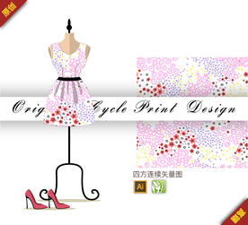 矢量小碎花花簇四方连续